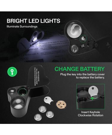 VIVOSUN Illuminated Jewelers Loupe 30X 60X Magnifier with LED Light - Black | for Jewelry, Gems, Watches, Coins, Stamps, Antiques | Foldable Design - 1 Pack - Buy Online on SooperMarket.com