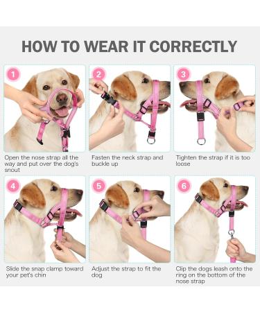Adjustable Pink Dog Muzzle Halter for Strong Pulling - Weesiber Medium Size | No Pulling Leash Solutions - Buy Online on SooperMarket.com