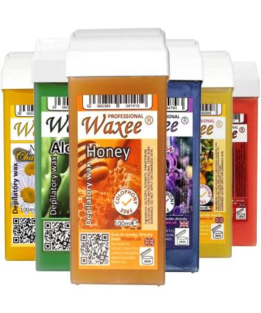 Mix of 6 roll-on wax cartridges roller wax refill 100ml from UK Brand- Waxee!