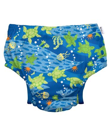 green sprouts - Eco snap Swim Diaper with Gussets - Royal Blue Turtle Journey - 4T (3-4 Years)