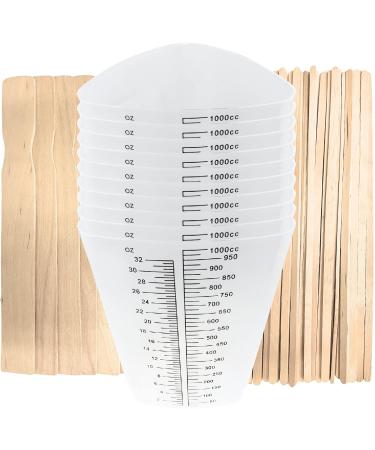 EpoxyStix 32oz Triangular Mixing Cups Pack - 10 Cups with Mixing Sticks - Ideal for Precise Pouring - Ounce and Cubic Centimeter Measurements - Buy Online on SooperMarket.com