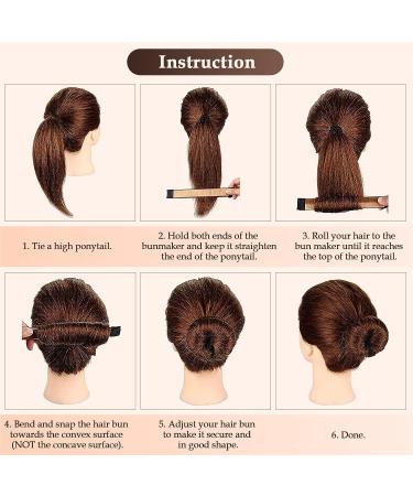 Magic Hair Bun Maker Donut 2 PCS - French Twist Styling Tool with Bobby Pins & Elastic Bands - Brown - Buy Online on SooperMarket.com