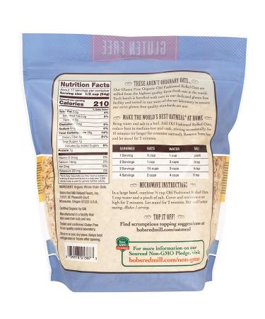 Bob's Red Mill Gluten Free Organic Old Fashioned Rolled Oats - 2 lb Pack - Premium Quality Oats - Buy Online on SooperMarket.com