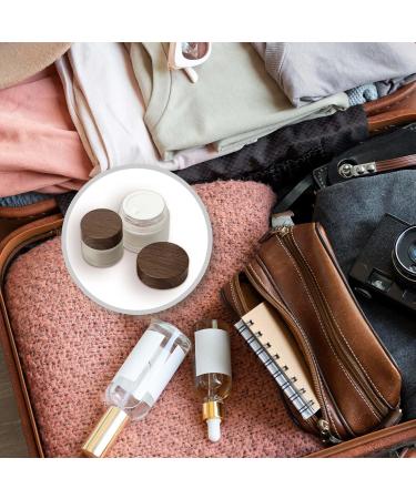 Tuakimce 6-Piece Glass Cream Can Set - Refillable Containers with Wooden Grain Lid for Cosmetics & Lottery - 15ml & 30ml Sizes - Buy Online on SooperMarket.com