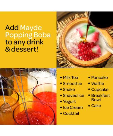 Mayde Popping Boba Pearls - Strawberry Flavor | 7 Pounds - For Drinks, Desserts, Breakfast Bowls - Buy Online on SooperMarket.com