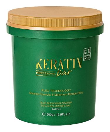 Professional Blue Bleaching Powder - Plex Technology - Lifts up to 9 Shades - Maximum Lifting Extra Strength Lightener Hair Highlights All Type & Highlighted Hair - Dust Free - 16.9 oz