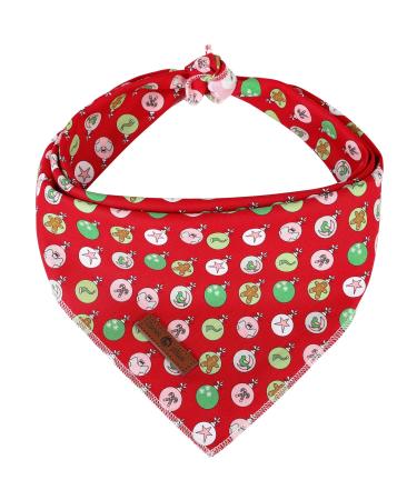 Lionet paws Christmas dogs Bandana headscarf dog hill towel triangular cloth for small medium -sized and large dogs Christmas S (1 Pack) Baubles