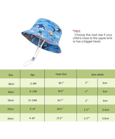 LANGZHEN Beach Sun Protection Hat for Baby Girls - Adjustable Wide Brim Toddler Kids Play Hat with Chin Strap - Fish School Design - 2-4 Years - Buy Online on SooperMarket.com