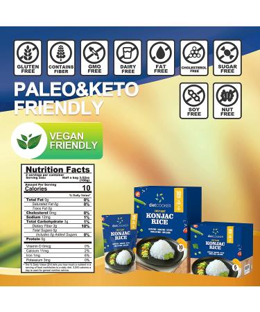Diet Cooker Konjac Rice 9.52 oz (10 Pack) - Keto & Vegan Friendly, Odor Free, Low Calorie, Zero Net Carbs - Slim Rice for Healthy Diets - Buy Online on SooperMarket.com