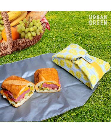 Urban Green Reusable Sandwich Wraps - Lemon & Avocado (Pack of 2) | Deli Food Wrap & Snack Bag Set - Buy Online on SooperMarket.com