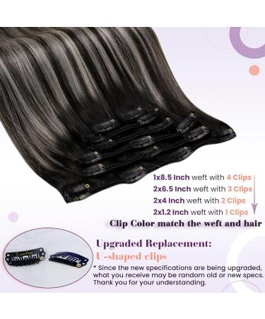 Buy Laavoo Ombre Clip-In Extensions - Real Hair 7PCs 105g 35cm Balayage Black/Silver | Remy Hair Quality - Buy Online on SooperMarket.com