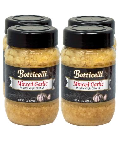 Botticelli Fresh Minced Garlic In Jar with Extra Virgin Olive Oil - Ready-to-Use Bottled Garlic in Olive Oil for Sauces Dressing Gravy or Any Recipes - (8oz) (4-Pack)