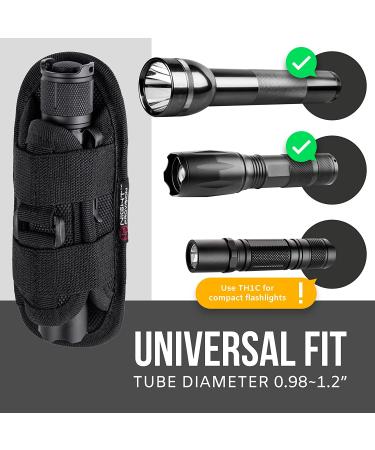 TH1 Tactical Flashlight Holster - Stretchable Rotatable Clip - 360 Degree Holder - Police Military Security - Black - Buy Online on SooperMarket.com