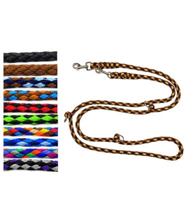 Dog linen large dogs up to 80 kg double-linen jumbo 2.40m / 2.80m / 3.50m / 5m adjustable practice line / guide very stable (2.80m 4-fold adjustable brownie (black and brown beige-dark brown)) 2.80m 4-fold adjustableBrownie (black and brown beige-dark bro