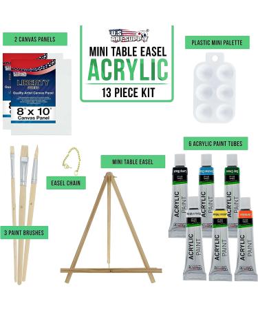 U.S. Art Supply 13-Piece Artist Painting Set: 6 Vivid Acrylic Paint Colors, Easel, Canvas Panels, Brushes & Palette - Ideal for Children, Kids, Students, Beginners - Buy Online on SooperMarket.com