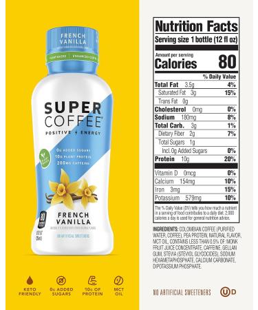 Kitu Super Coffee Variety Pack - French Vanilla Coconut Mocha Sweet Cream 12 Fl Oz 6 Pack | Vegan Protein Coffee (0g Added Sugar, 10g Protein, 80 Calories) | Iced Coffee Keto Coffee - Pea Protein Plant Based Gluten Free - Buy Online on SooperMarket.com