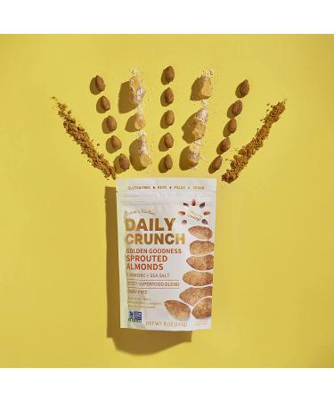 Golden Goodness Daily Crunch Sprouted Almonds 5oz (2 Pack) - Savory Spice Blend, Sea Salt & Turmeric | Keto Friendly, Non-GMO, Vegan, Healthy Snack - Buy Online on SooperMarket.com