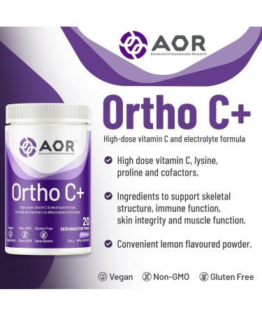 AOR Ortho C+ 240g Powder High-Potency Vitamin C Ascorbic Acid - Electrolyte Formula with Magnesium & Calcium Ascorbate Supports Skin & Blood Vessel Function Electrolyte Powder for Everyday Wellness - Buy Online on SooperMarket.com