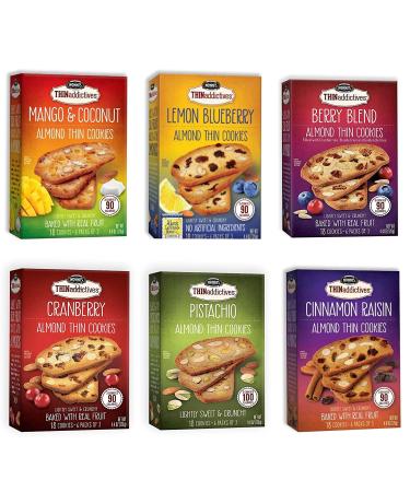 Nonni's THINaddictives Almond Thin Cookies Variety Pack - 6 Flavors, 18 Cookies Per Box, On-The-Go Snack, 100 Calories - 4.4 Oz Each - Buy Online on SooperMarket.com