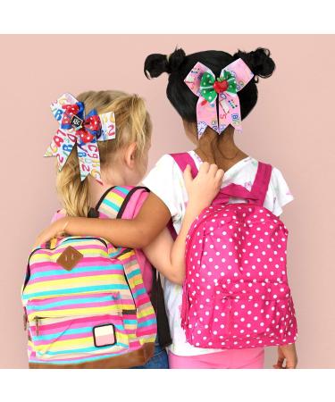 4 Pcs Alphabet Hair Bow Alligator Clips for Girls - Grosgrain Ribbon Hairbows | Kindergarten Back to School Hair Accessories - Buy Online on SooperMarket.com