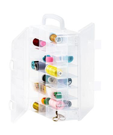 New brothread Double-Sided Storage Organizer/Box with Total 48 Adjustable Compartments  Removable Dividers for Embroidery and Sewing Threads  Embroidery Floss  Needles  Beads  Small Crafts & Toys