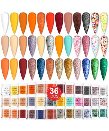 Saviland 36 Colors Acrylic Powder Set - Fall Winter Series Acrylic Nail Powder Polymer Powder for Acrylic Nails, Nail Extension Starter Set for Nail Salon Home DIY B4-36 Fall Colors Paradise
