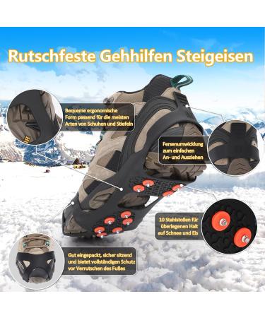 Buy Tboonor Ice Spikes for Shoes - Anti-Slip Crampons with 10 Spikes for Snow & Ice - Size L 40.5-45 (EU) - Orange Red - Buy Online on SooperMarket.com