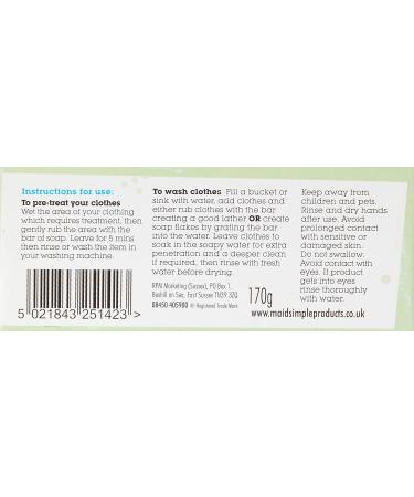 Maid Simple Hand And Laundry Soap Travel Handy For Spotless Clothes 170g Bar - Buy Online on SooperMarket.com