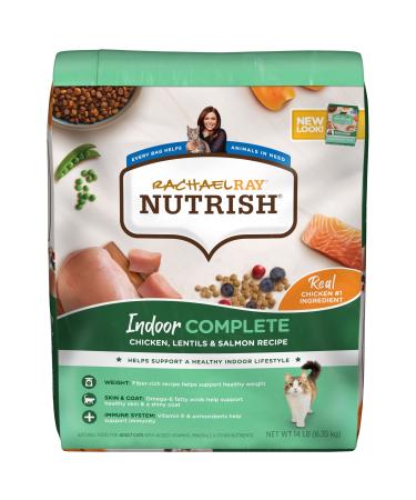 Rachael Ray Nutrish Indoor Complete Premium Natural Dry Cat Food Indoor Complete Chicken, Lentils & Salmon 14 Pound (Pack of 1)