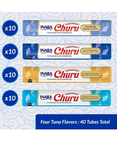 Churu by INABA Cat Treat - Tuna Variety Box - 1 Pack (40 x 14g total) / Soft & Creamy Cat Treat Delicious & Healthy Snack Pur e Food Topper Natural Grain Free - Buy Online on SooperMarket.com