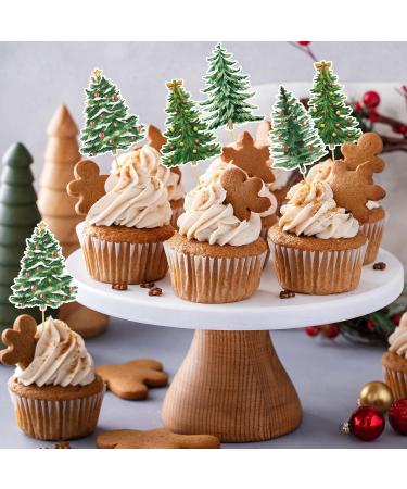 Whaline 48Pcs Christmas Tree Cupcake Toppers 4 Designs Watercolor Cake Decor Assorted Xmas Green Cupcake Toppers for Birthday Winter Holiday Party Supplies - Buy Online on SooperMarket.com