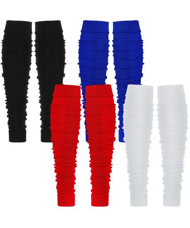 Calf Compression Leg Sleeves Football Leg Sleeves Sports Compression Calf Sleeves Elastic Leg Compression Sleeves Running Compression Sleeves for Adult Men Women (Black, White, Blue, Red,4 Pairs) 4 Black, White, Blue, Red