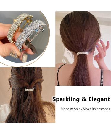 Crystal Hair Clips Barrettes Slides Grips for women Diamante Sparkly Hair Accessories Crystal Hairpins Everyday Wear Prom Party Ponytail Holder Women Girl Birthday Gift (Silver+Gold) - Buy Online on SooperMarket.com
