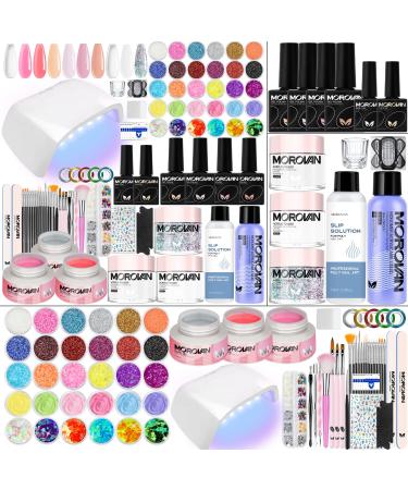 Morovan Acrylic Nail Kit Set with Everything  48W LED Nail Lamp for Builder Gel Nail Polish with Manicure Tool  Acrylic Powder Set for Beginner with Monomer Liquid Slip Solution and Acrylic Brushes