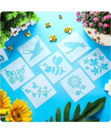 60-Piece Flowering Plants Stencil Set - Reusable DIY Craft Templates for Painting on Wood & Walls | Home Decor Paint Stencils - Buy Online on SooperMarket.com