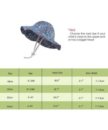 LANGZHEN Beach Sun Protection Hat for Baby Girls | Adjustable Toddler Kids Hat with Chin Strap | Wide Brim Summer Play Hat | Multi-Colored Roses | 1-2 Years - Buy Online on SooperMarket.com