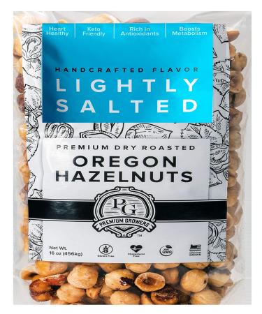 Oregon Farm To Table - Hazelnuts from Premium Growers - Dry Roasted - Lightly Salted  Kosher Certified - 1 LB