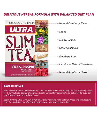 Ultra Slim Cran-Raspberry Tea Bags - 24 Count (Pack of 4) - Buy Online on SooperMarket.com
