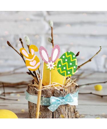 Easter Bunny Ears Cupcake Toppers Glitter Cake Decorations - Buy Online on SooperMarket.com