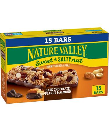 Nature Valley Sweet and Salty Nut Bars, Dark Chocolate Peanut Almond, 15 ct 15 Count (Pack of 1)