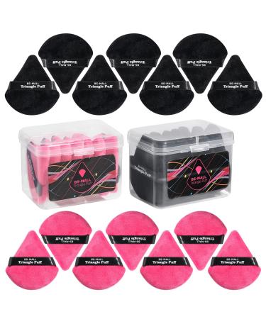 BS-MALL Powder Puff Triangle Powder Puff Washable Reusable Bake Loose Powder Cosmetic Foundation Sponge Mineral Powder (A-PinkBlack)