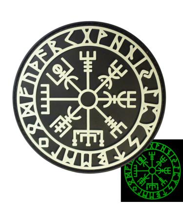 Glow Dark Vegvisir Viking Compass Norse Rune Morale Tactical PVC Rubber 3D Fastener Patch