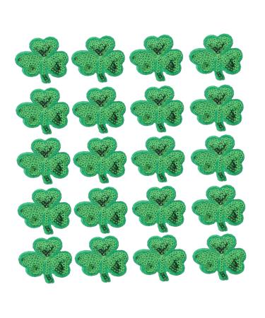 STOBOK 1 Set 20 Pcs Patch St Patricks Day Patches Leaf Embroidered Hot Melt Adhesive Film Clothing