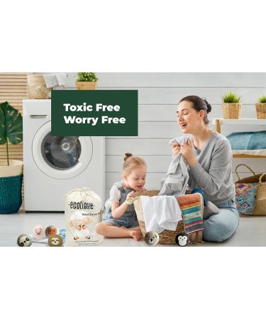 ECOTIQUE Wool Dryer Balls 100% Natural Fabric Softener Reusable Reduces Clothing Wrinkles and Saves Drying Time Saves Energy Costs Eco-Friendly Pack of 6 XL (Assorted Designs) - Buy Online on SooperMarket.com