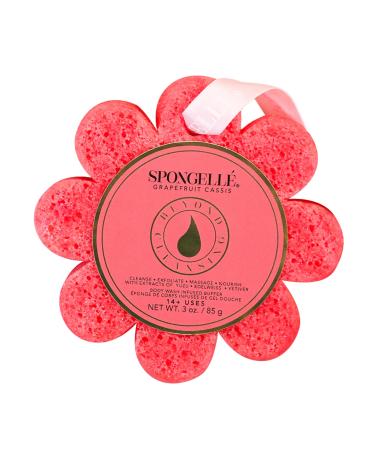 Spongelle Grapefruit Cassis Wild Flower Loofah Body Scrubber | Bath & Shower Loofah for Women | Body Scrubber Exfoliator with Body Wash Infused Sponge | 14+ uses | Zesty Grapefruit Cassis & Vanilla