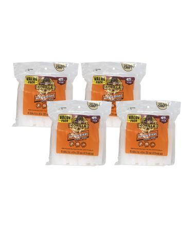 Gorilla Hot Glue Sticks, Full Size, 4" Long x .43" Diameter, 45 Count, Clear, (Pack of 4)