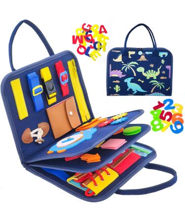 Withosent Busy Board for toddlers 4-layers Activity Board Montessori toys baby from 3 4 years of girls boy basic knowledge of blue-old version