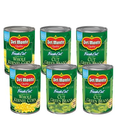 DEL MONTE FRESH CUT Canned Vegetables Variety Pack, Green Beans and Whole Kernel Corn, 6-Pack