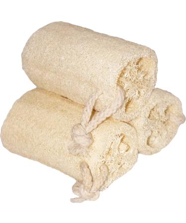 3 Pcs 100% Natural Loofah Bath Sponge Scrubber(5 inch) with Hang Rope Form farm natural organic Exfoliating Spa or Shower Loofah Body Scrubbers Buff Away Skin for Smoother  More Radiant Appearance