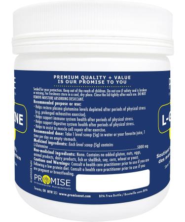Promise L-Glutamine Powder 250g 5000mg for Gut Health Unflavored Non GMO Post and Pre Workout Amino Acids Supplement L Glutamine Digestive System Support 50 Servings - Buy Online on SooperMarket.com